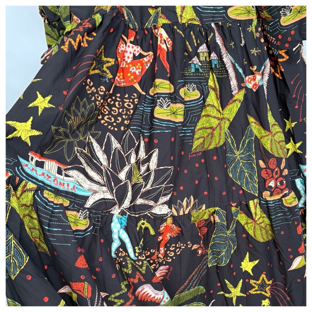 NWT Farm Rio Whimsical Printed Button front Shirt Maxi Dress, M - Picture 14 of 17